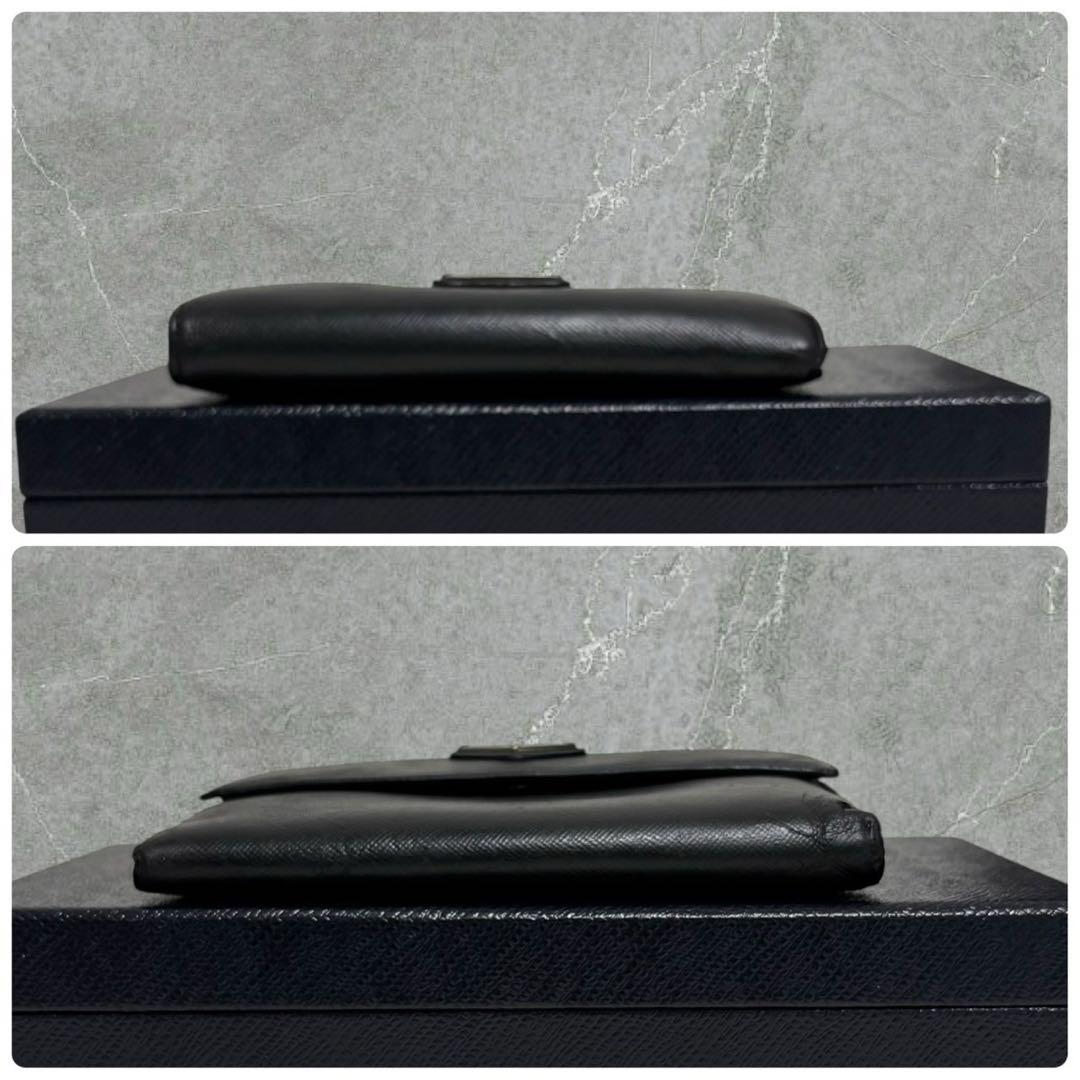 美品✨ プラダ PRADA 三つ折り 財布 サフィアーノ 三角ロゴ ブラック