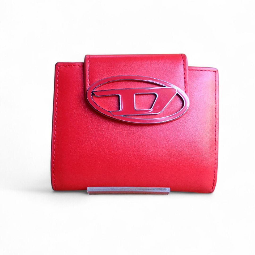 【極美品】ディーゼル 二つ折り財布 デカロゴ レッド ワンダーカミール