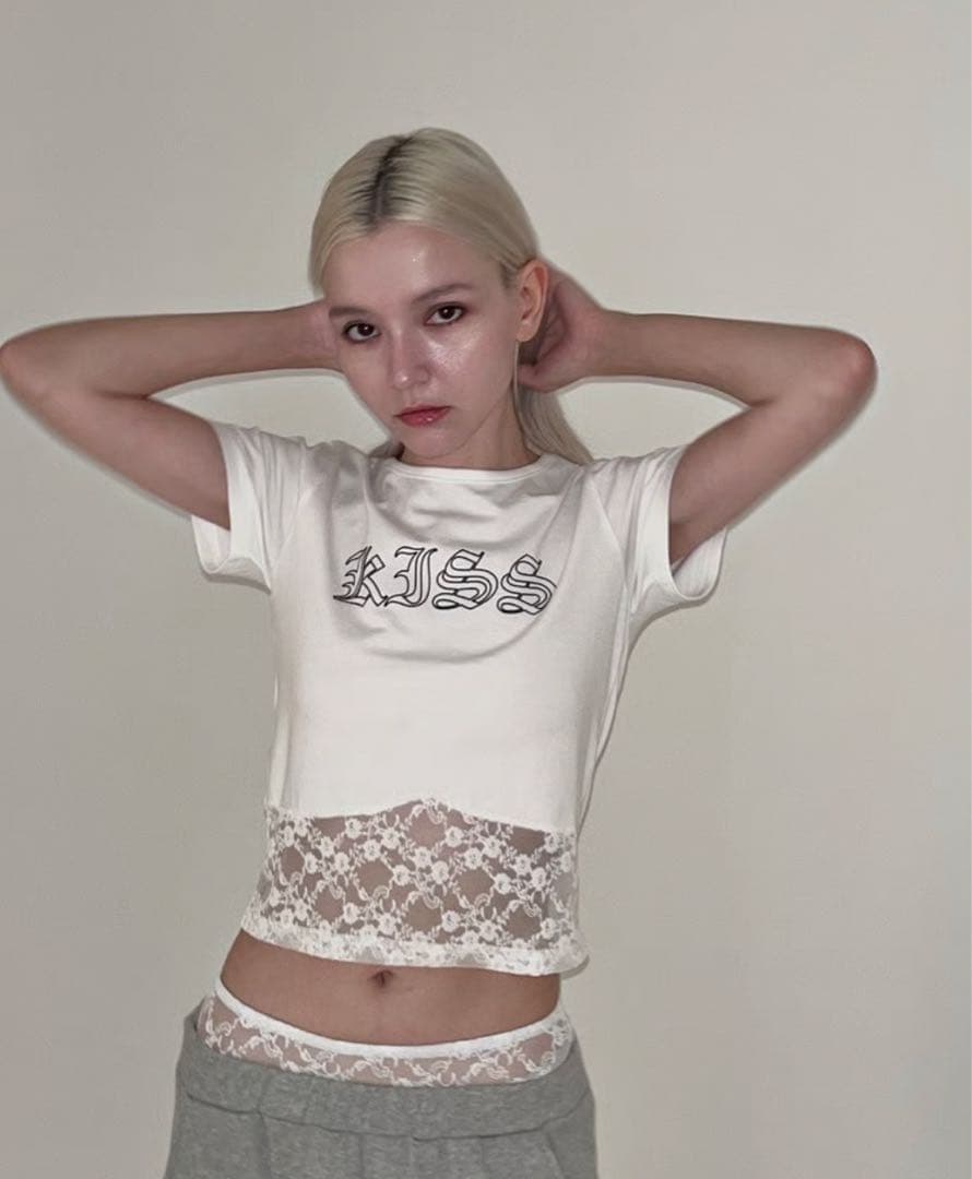 トップス kiss the club lace mini tee
